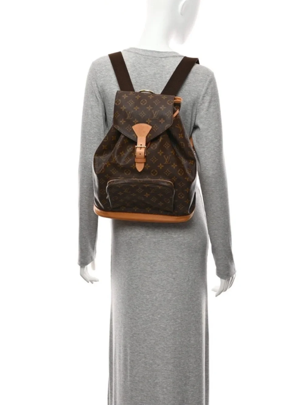 Authentic LOUIS VUITTON Monogram Montsouris GM Backpack Brown